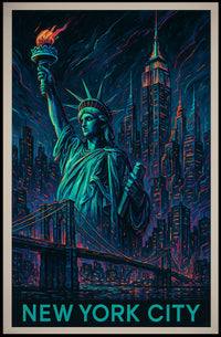 New York City Poster Modern Neon Travel Cityscape Wall Art