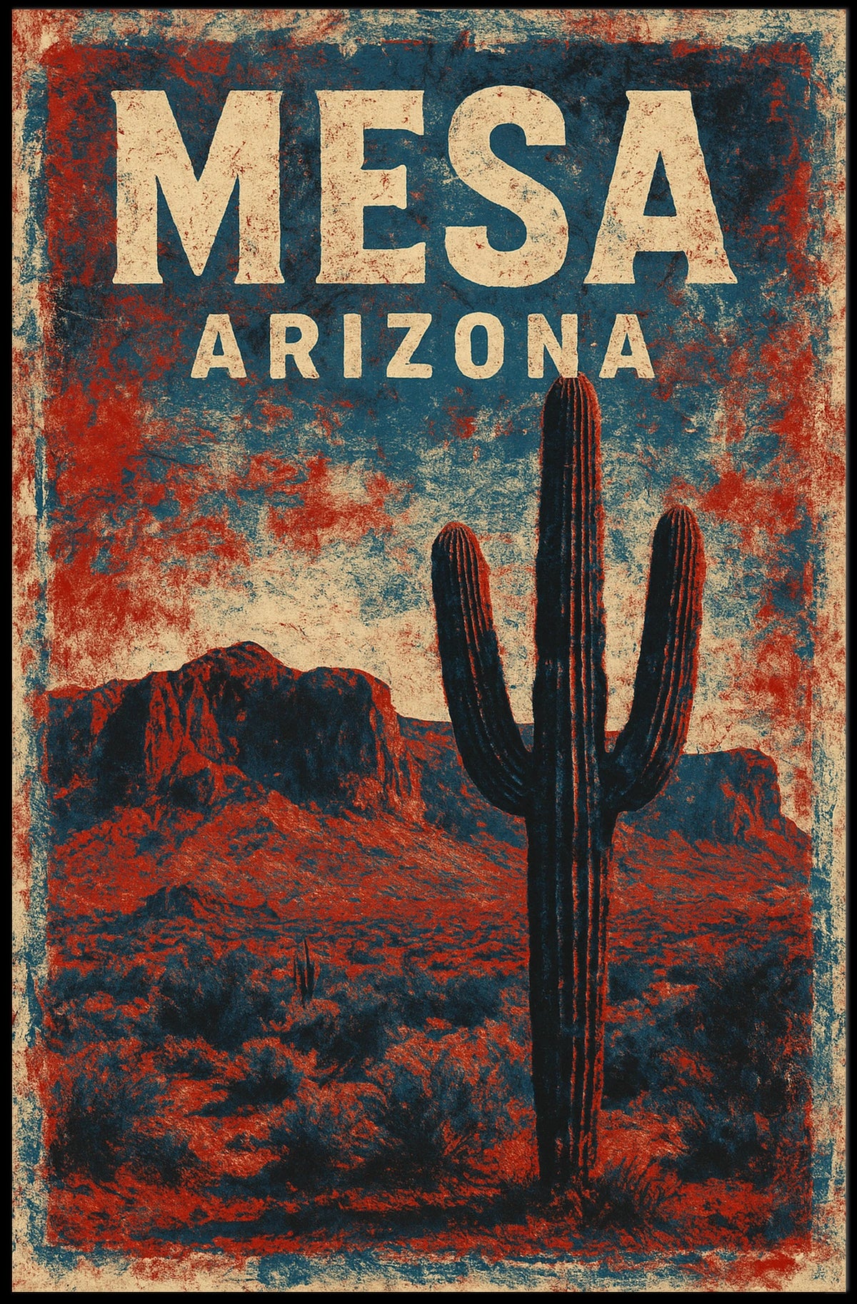 Mesa Desert Adventure Art Deco Explorer Poster