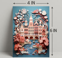 Whimsical Cityscape In Bloom Poster