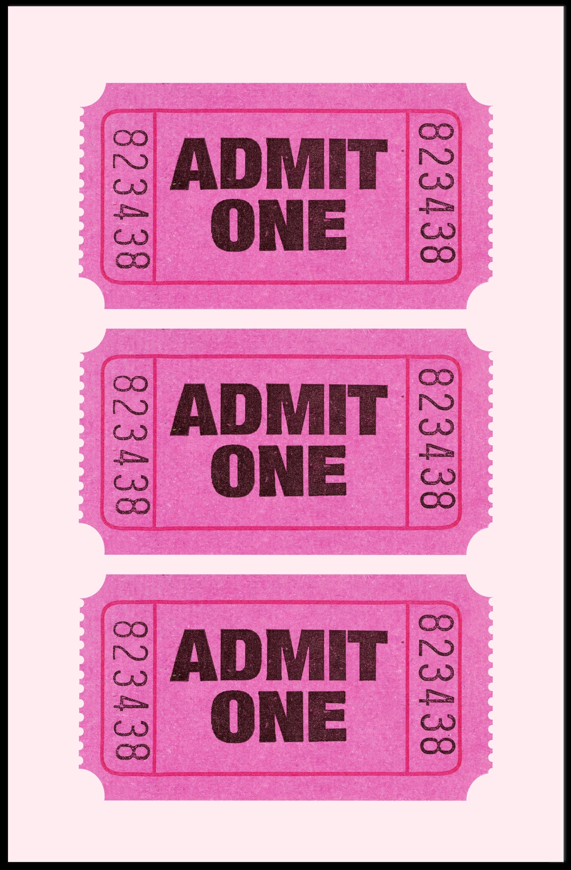 Vintage Admit One Tickets Poster for Pop Culture Enthusiasts PosterGoat