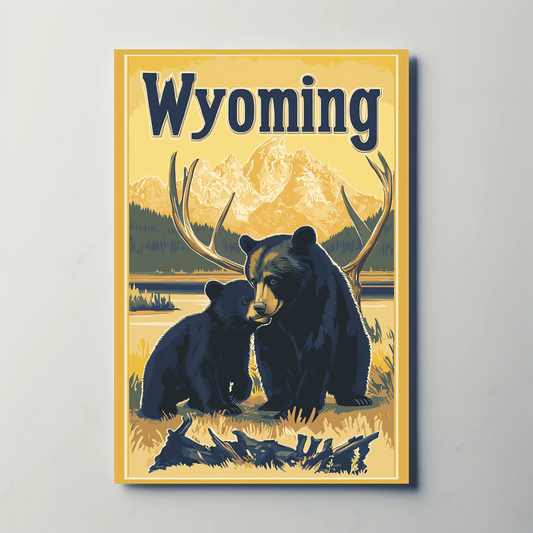 Wyoming Black Bear Vintage Poster