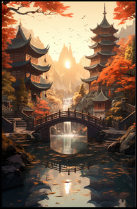 Tranquil Autumn In A Japanese Garden Poster