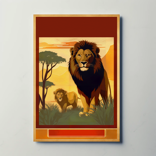 African Lions Staring Into Horizon Travel Poster