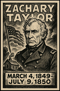 Zachary Taylor 12th President of the United States B & W Comic Sketch Poster