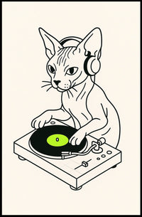 Dj Cat On The Decks Poster