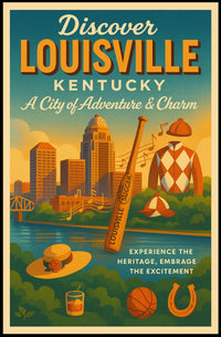 Discover Louisville Adventure & Charm Travel Poster