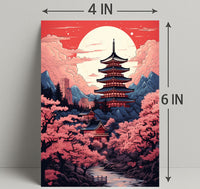 Tranquil Pagoda Under A Full Moon Poster