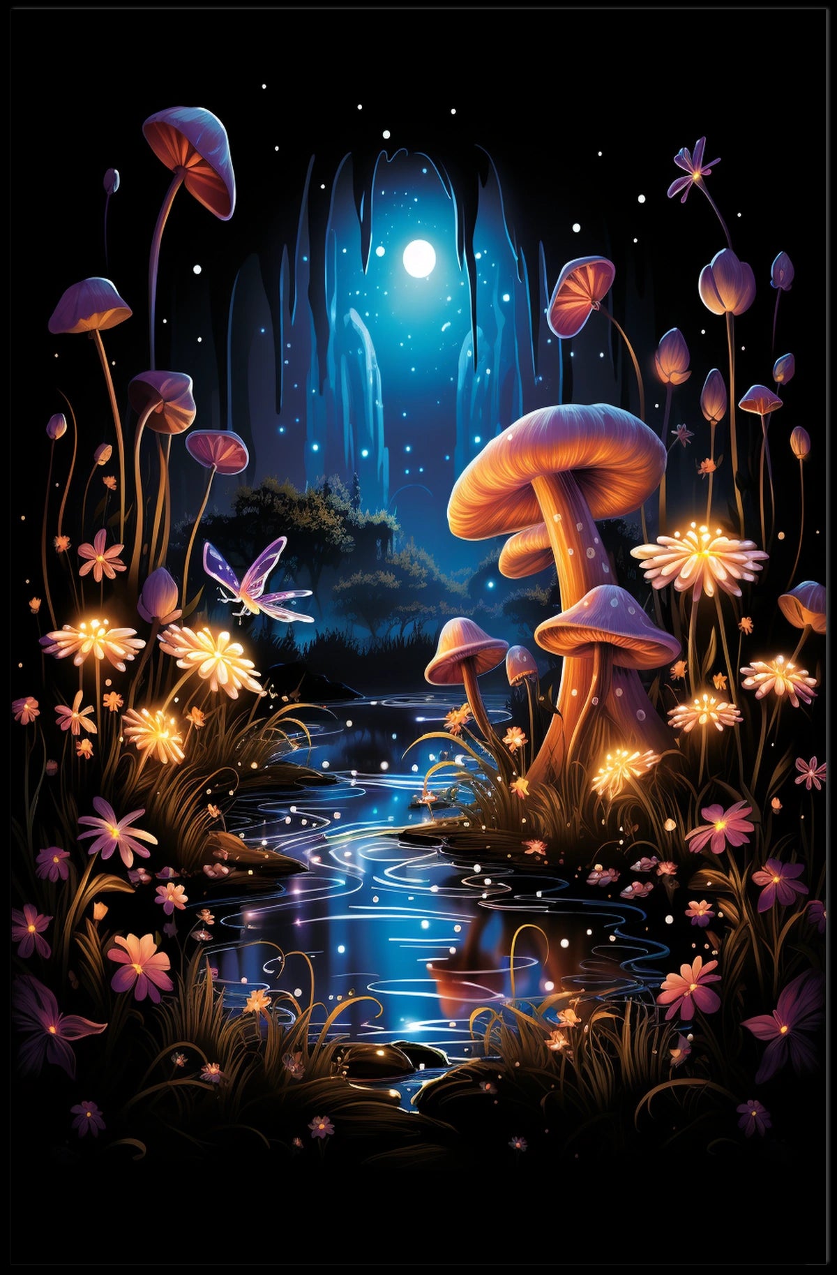 Enchanted Moonlit Garden Poster