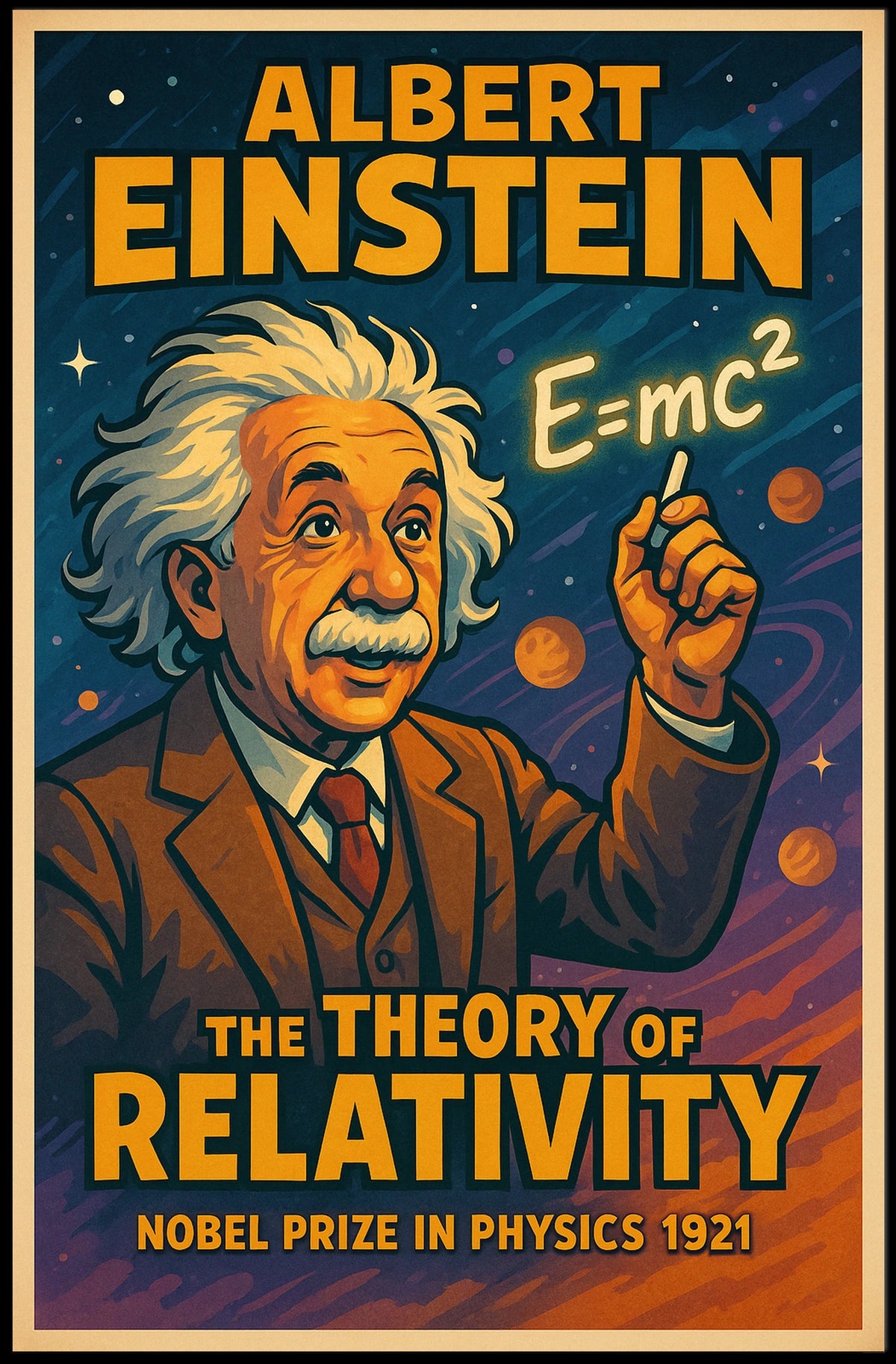Albert Einstein Relativity Theory Vintage Science Wall Art Educational Decor Inspirational Poster