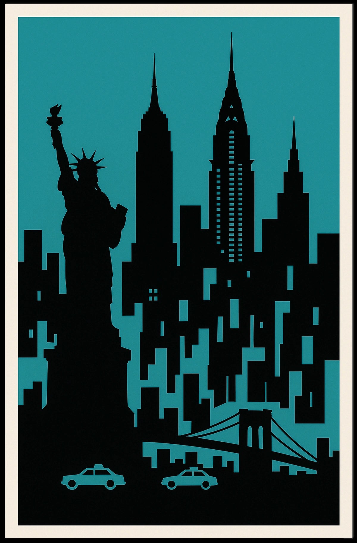 New York City Silhouette Poster Urban Wall Art Decor Gallery