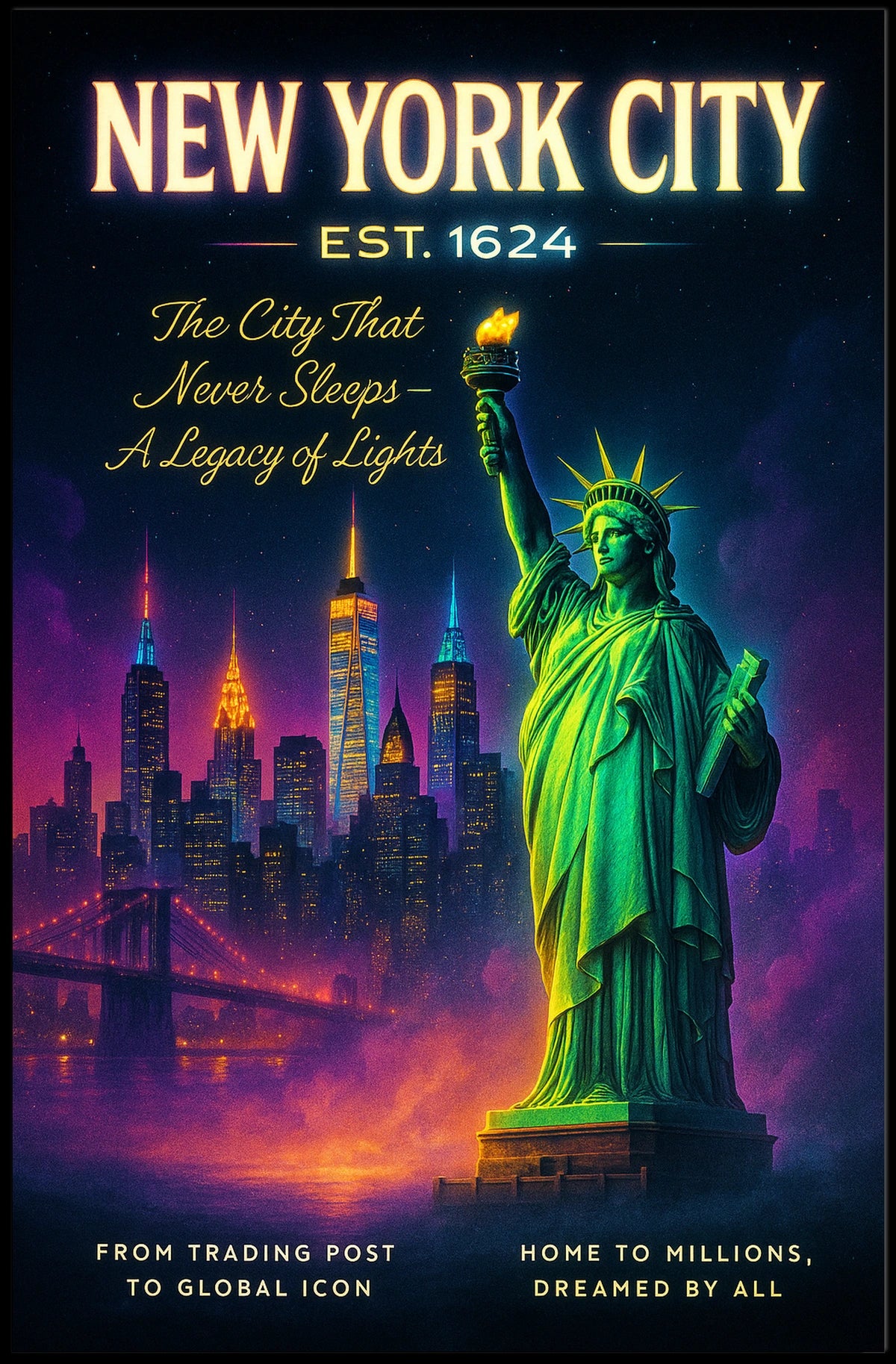 New York City Skyline Urban Cityscape Poster Modern Wall Art