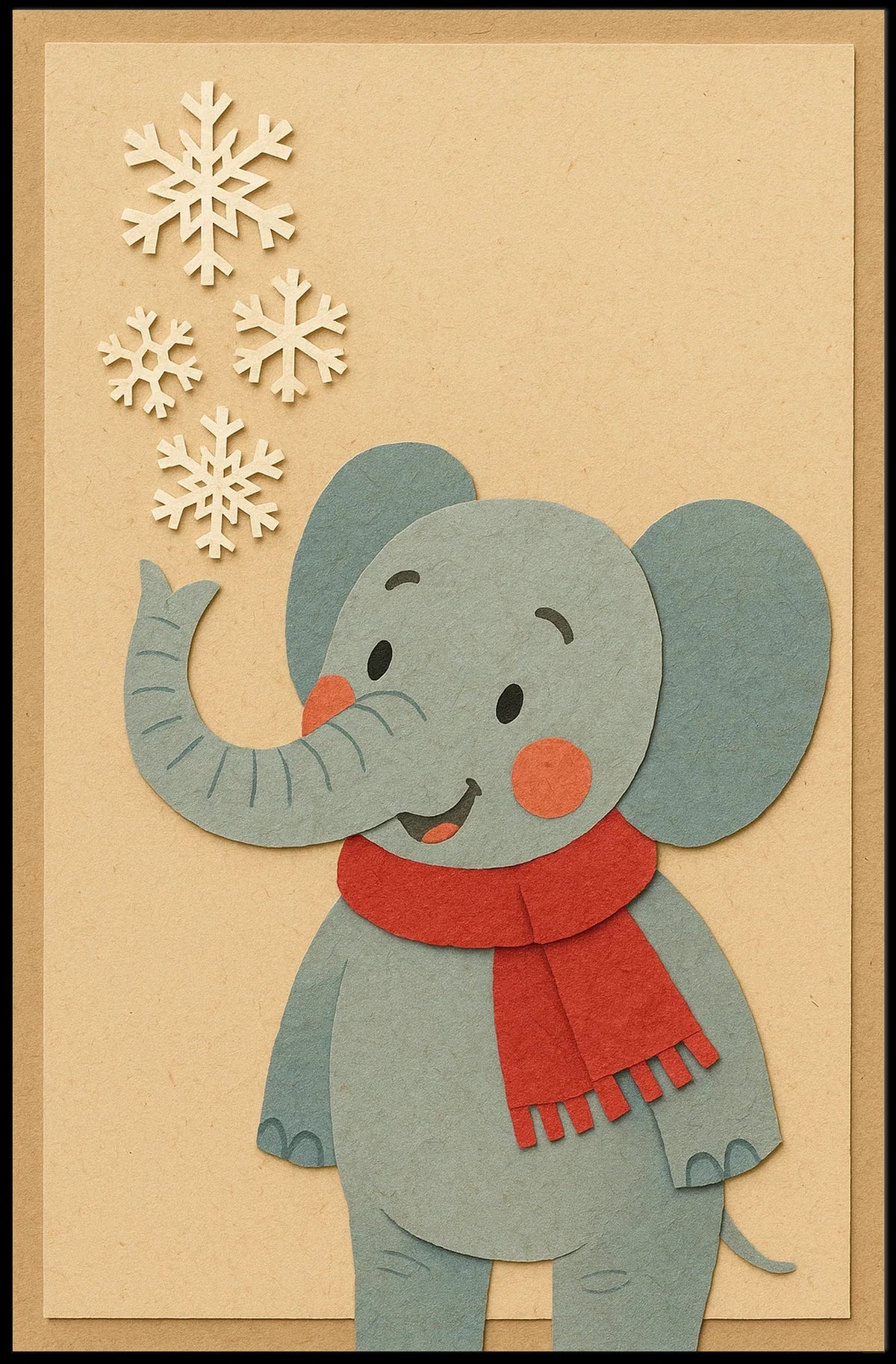 Winter Elephant Cheer Poster