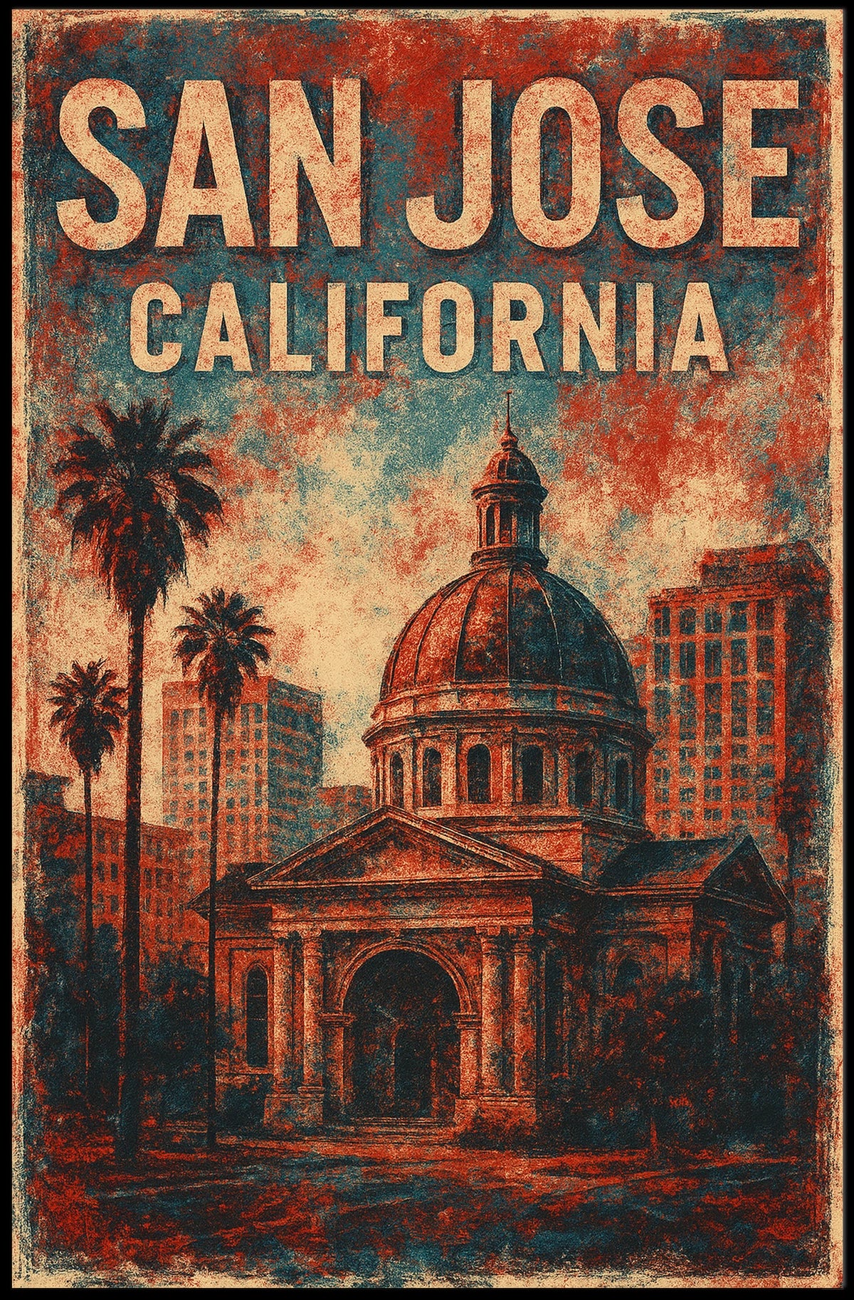 San Jose Architecture Retro Collector Poster