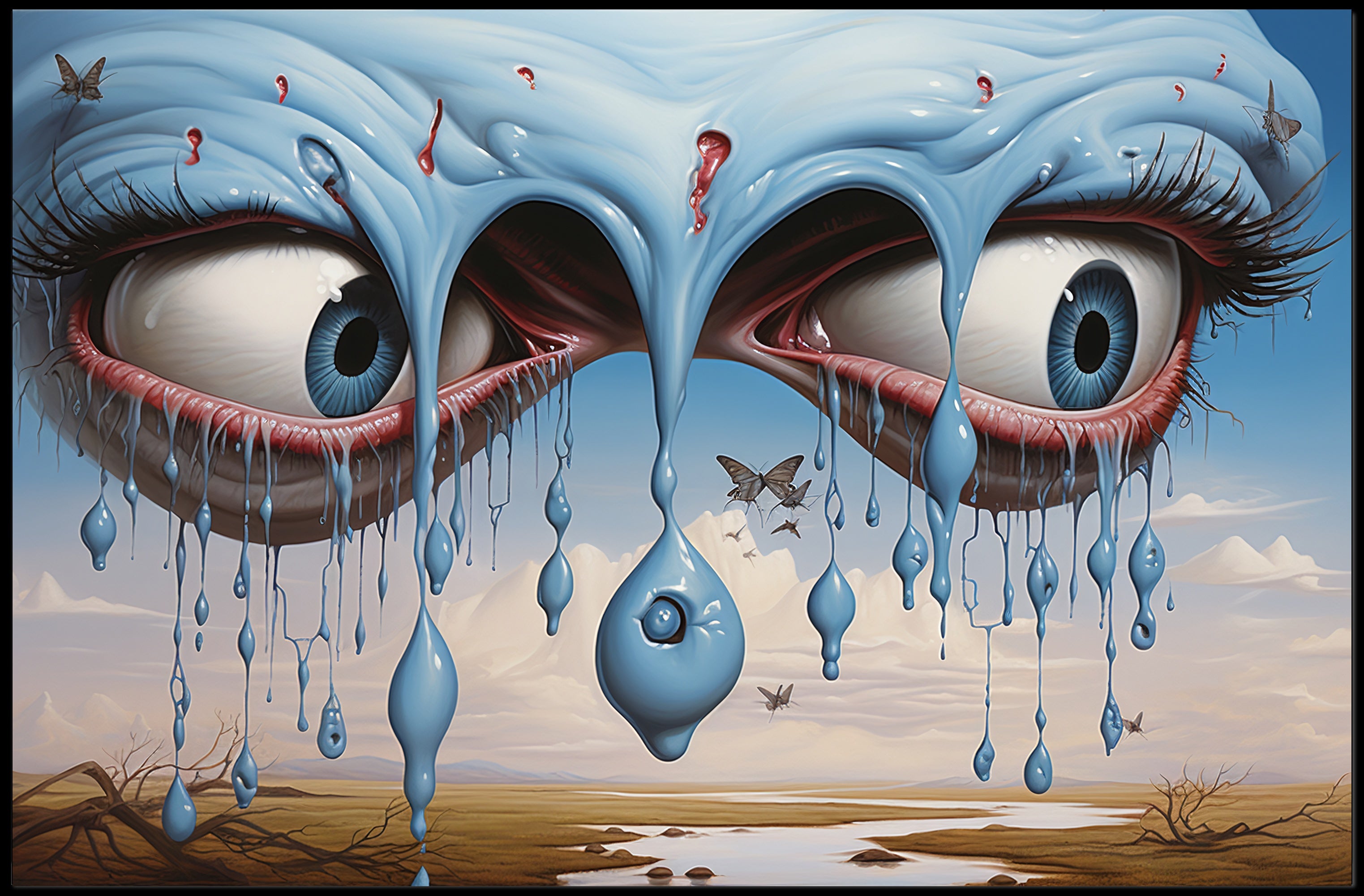 Surreal Blue Eyes Poster in Abstract or Artistic Poster
