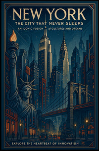 New York Vintage Travel Poster Wall Art Print