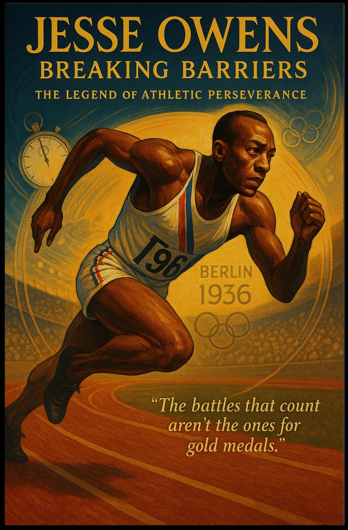 Jesse Owens 1936 Olympics Vintage Motivational Poster