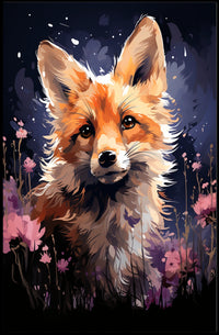 Enchanting Fox in Floral Fantasy Art Poster