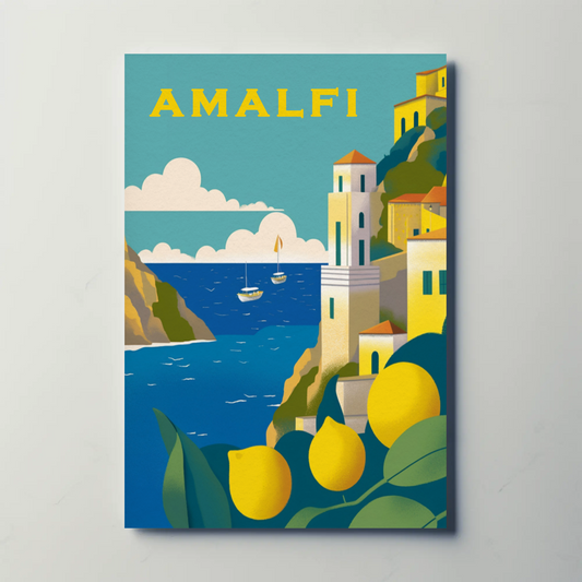 Amalfi Italy Vintage Travel Poster