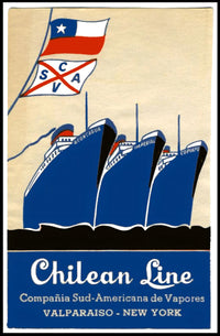 Valparaiso To New York Maritime Poster Vintage Wall Art