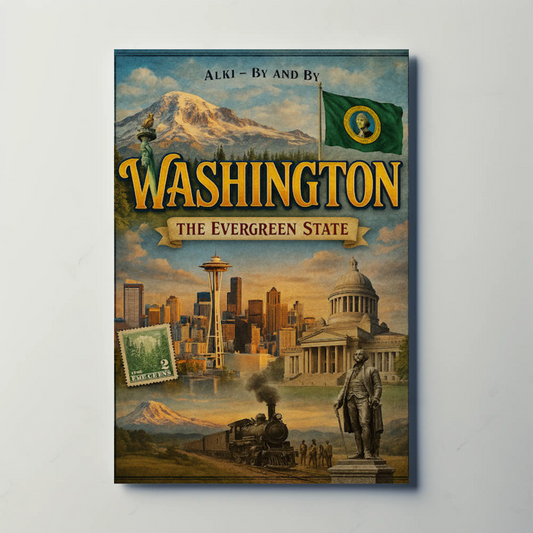 Washington DC Capitol Obelisk Flag Statue Travel Poster