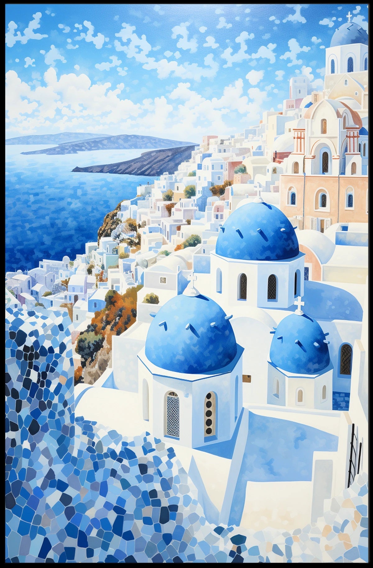 Santorini Aegean Sea Travel Art Print