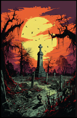 Eerie Graveyard At Dusk Poster