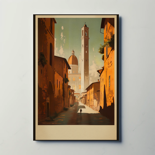 Golden Hour In Italian Cathedral Street Travel Poster