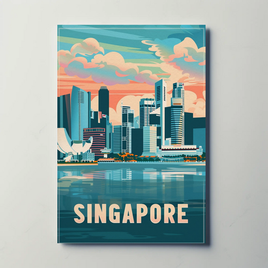 Singapore Modern Cityscape Waterfront Sunset Poster