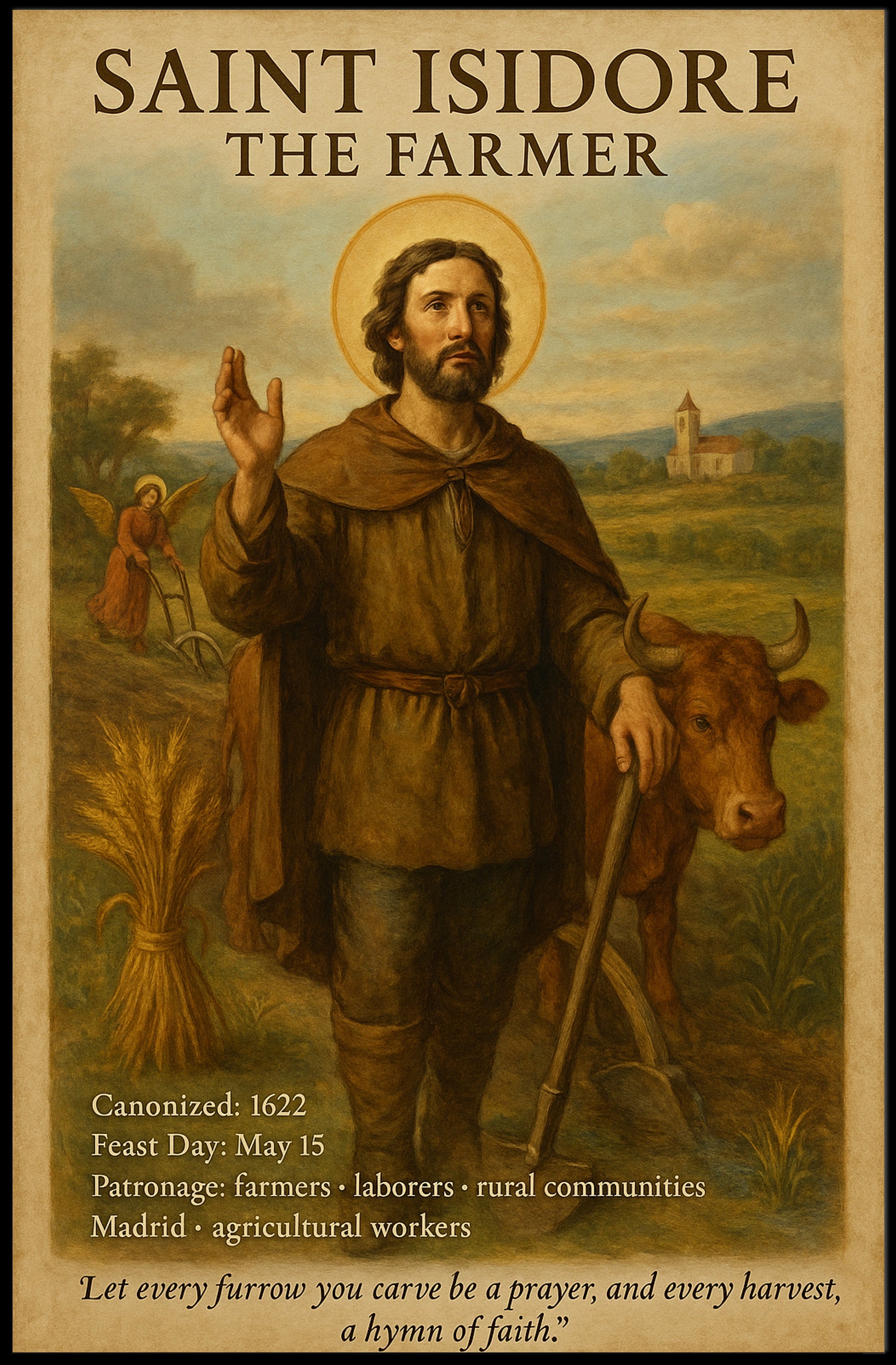Saint Isidore Iconography: Serene Heritage Art Poster
