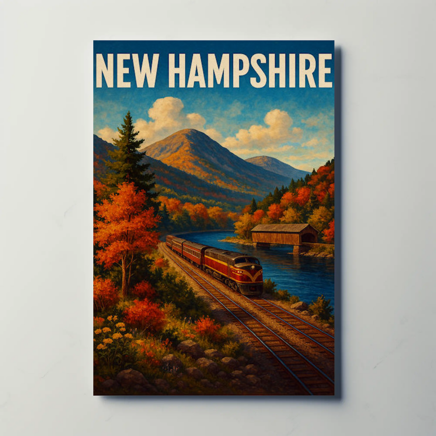 New Hampshire Mountain Train Autumn Scenic Railway Travel Poster Travel Poster