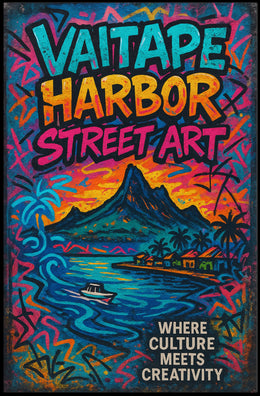 Vibrant Vaitape Harbor Street Art Poster - Cultural or Heritage Poster