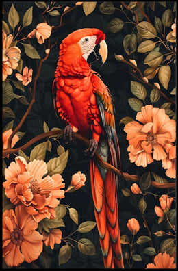 Vibrant Parrot Floral Paradise Poster