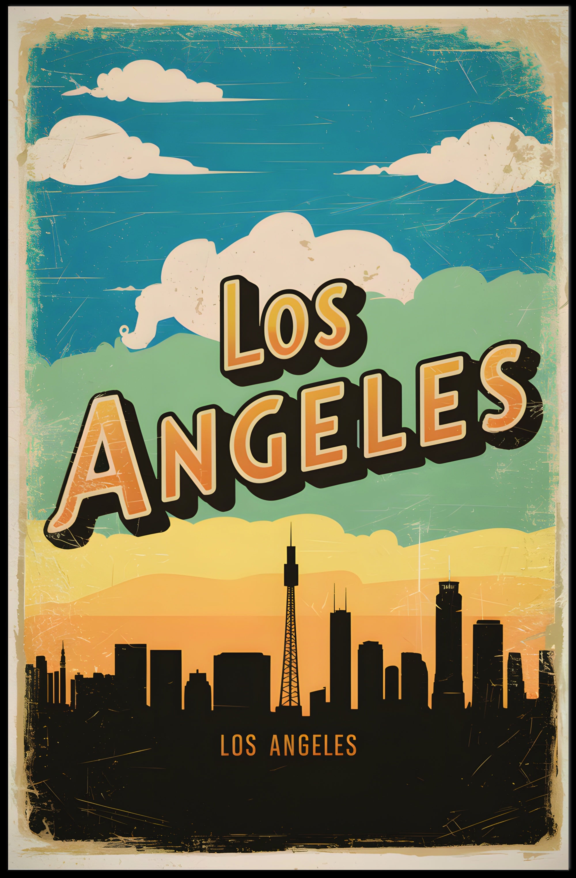 Vintage Los Angeles Skyline Poster
