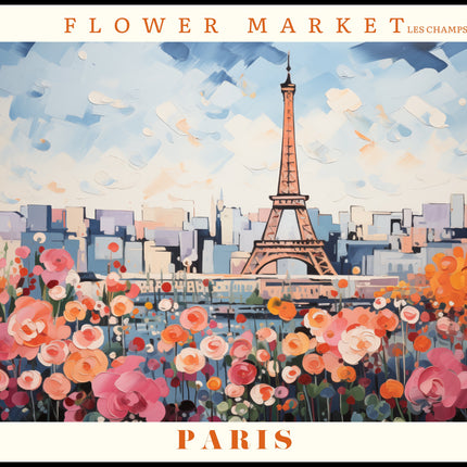 Vibrant Paris Scene with Eiffel Tower Travel Poster