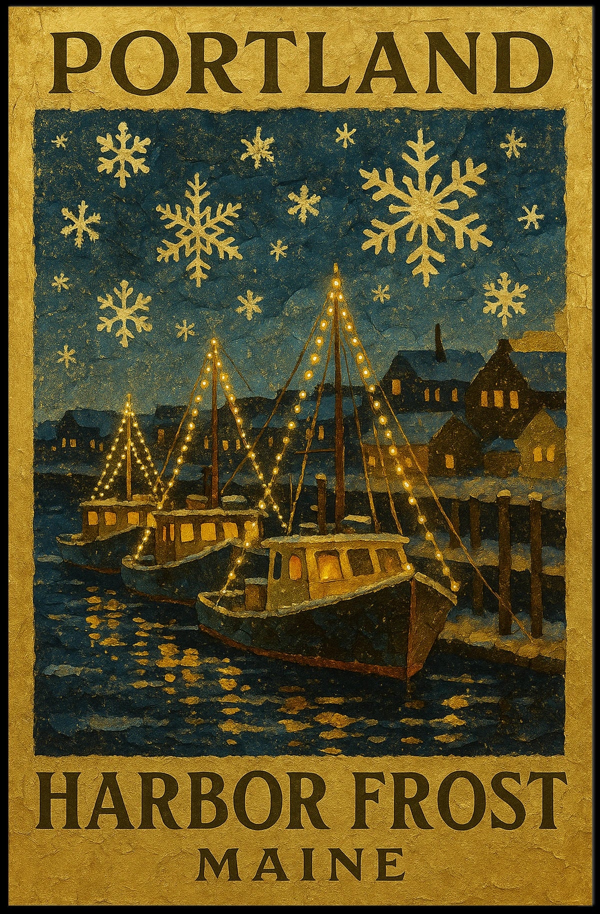 Portland Harbor Frost Poster