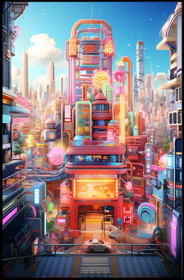 Neon Cityscape Poster