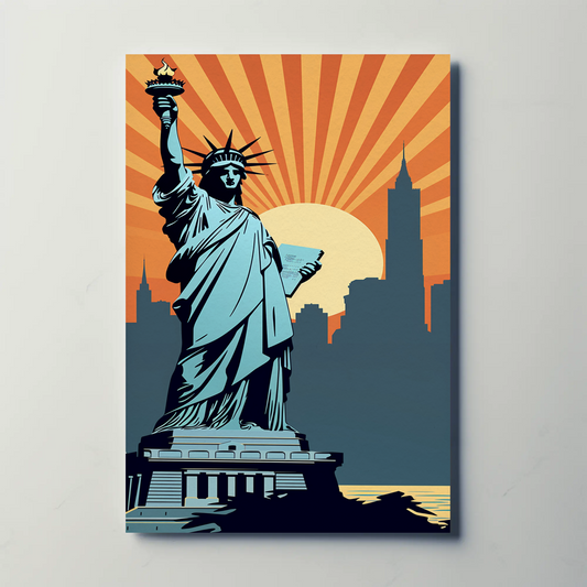Statue of Liberty New York Vintage Travel Poster