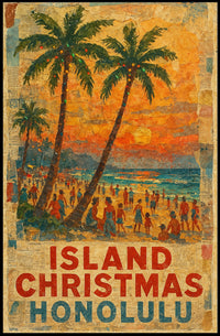 Island Christmas In Honolulu Poster