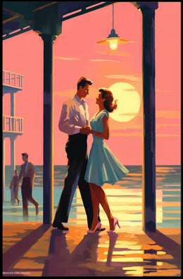 Sunset Romance on the Pier Poster