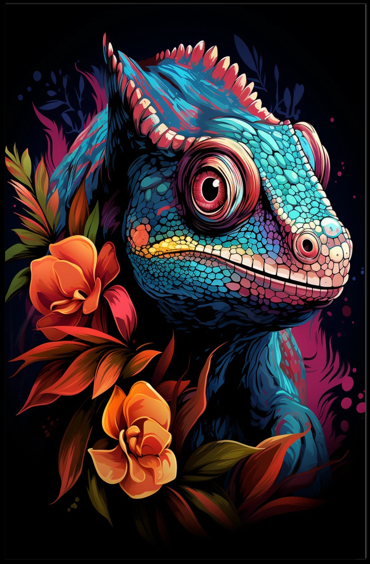 Vibrant Chameleon Art Poster