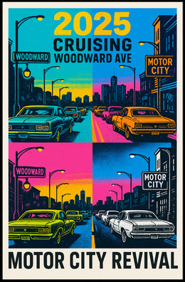 Motor City Revival Cruising Woodward Ave 2025 Poster PosterGoat