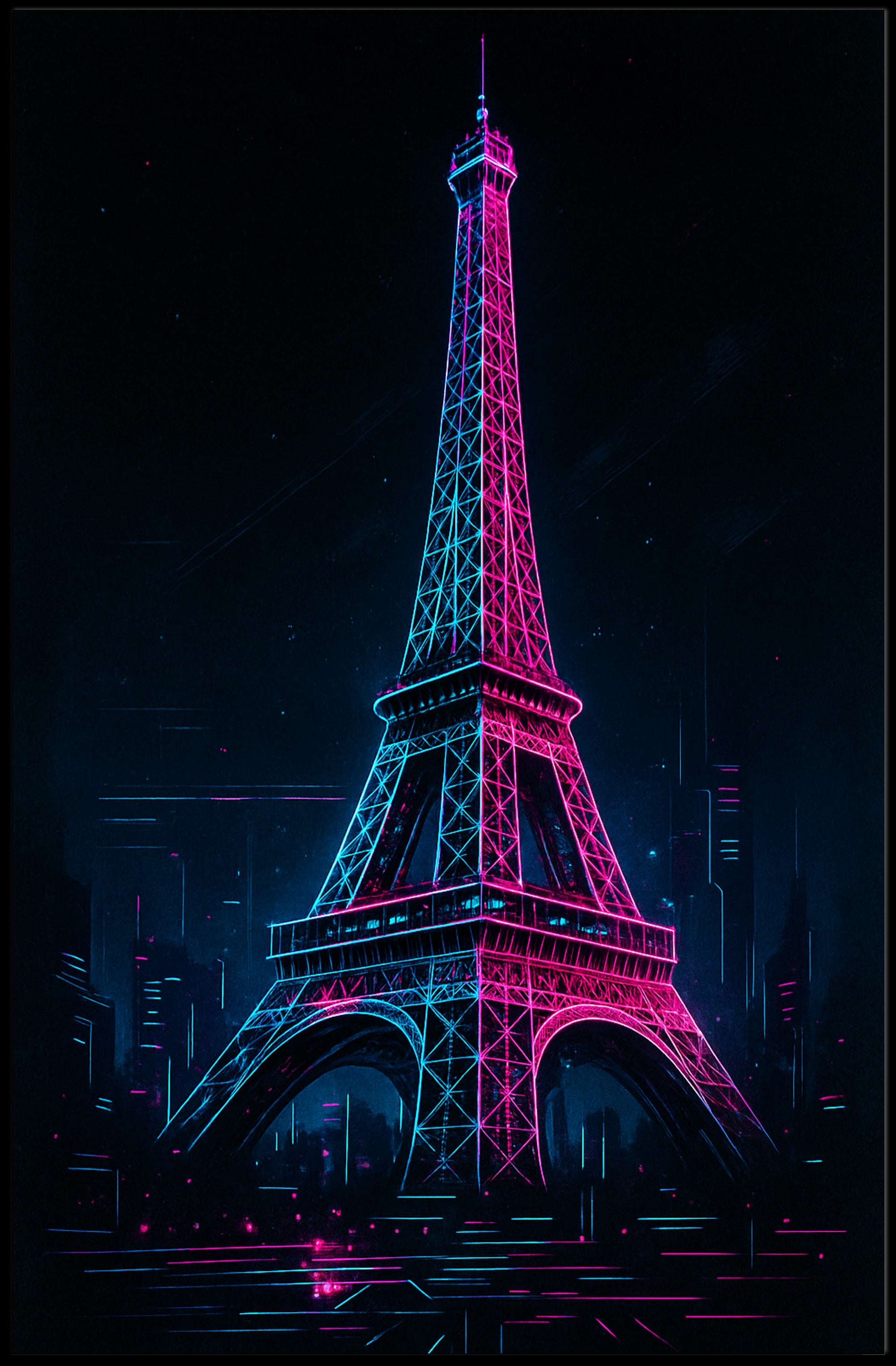 Neon Dreams Eiffel Tower Poster