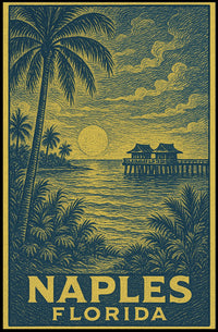 Naples Florida Sunset Poster Wall Art Gulf Coast Decor