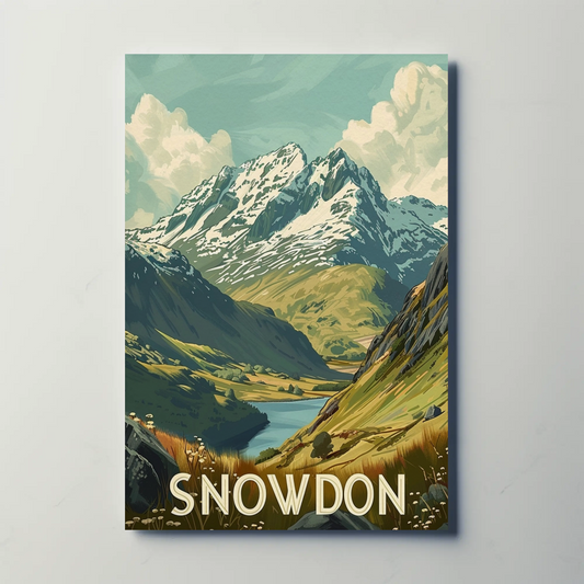 Snowdon Mountain Landscape Travel Poster