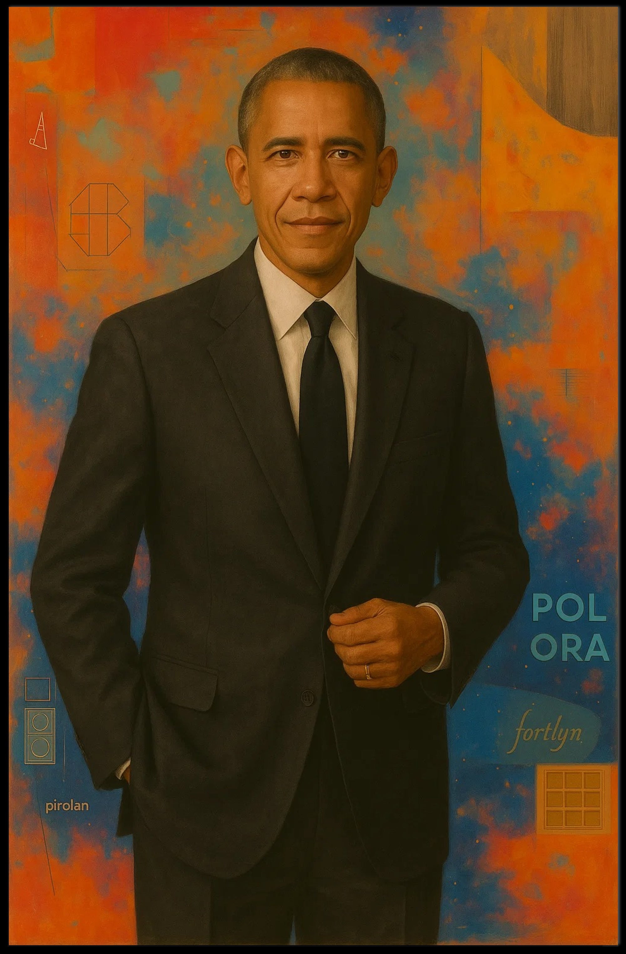 Person in Suit with Abstract Geometric Art Poster