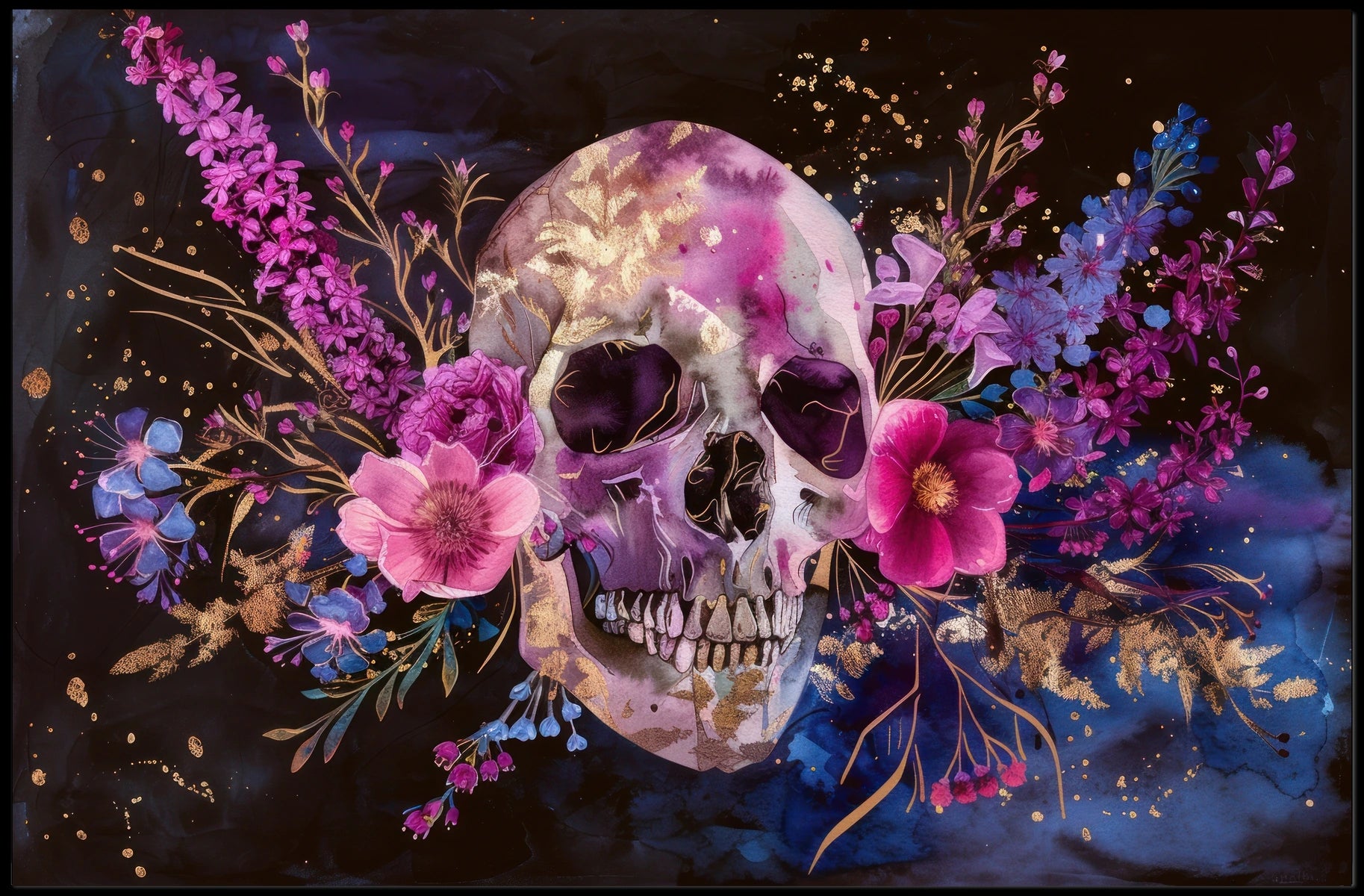 Floral Skull Art Poster