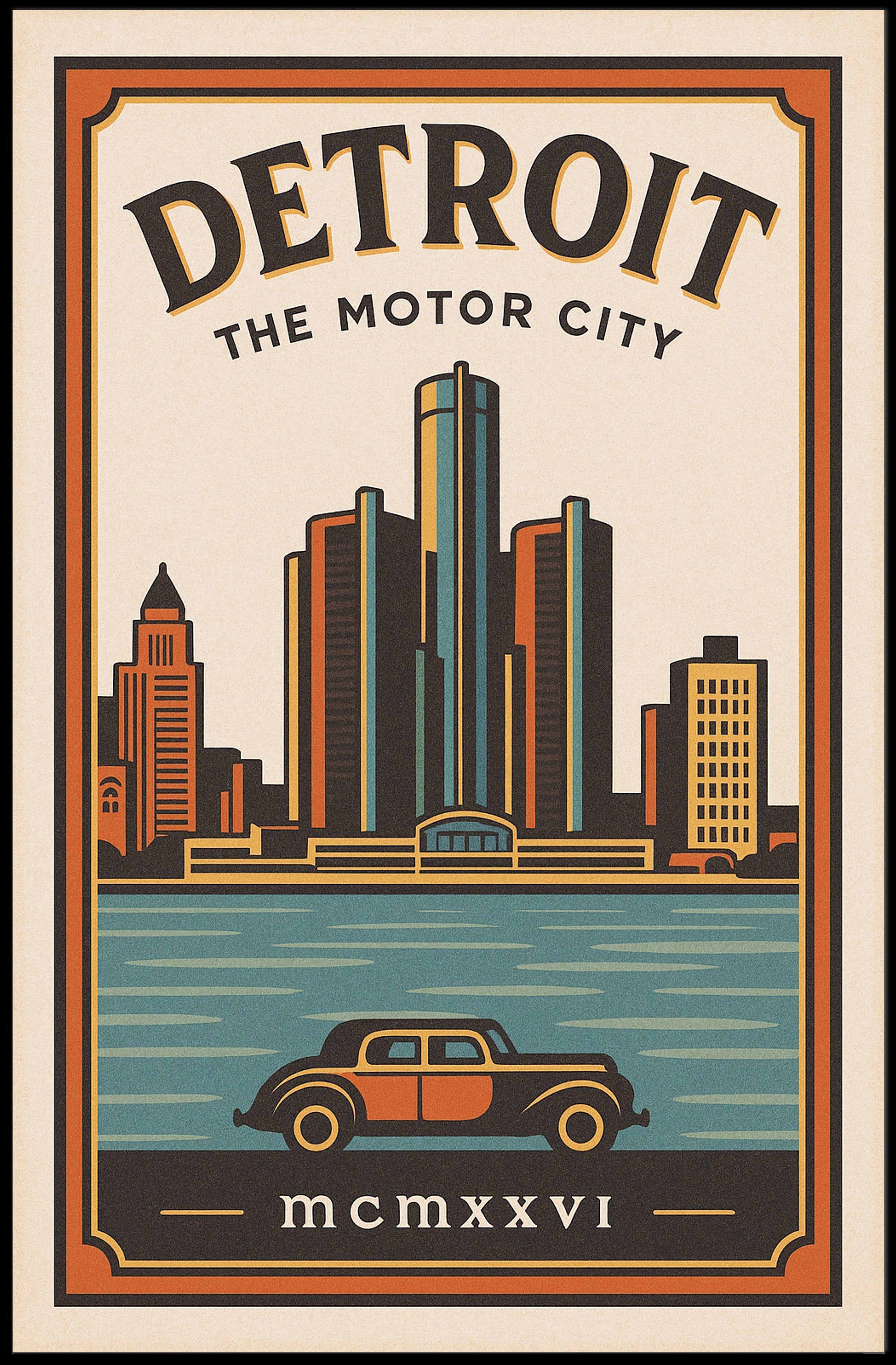 Detroit The Motor City Poster PosterGoat