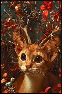 Whimsical Cat Antler Enchantment Fantasy or Mythology Poster