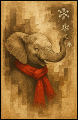 Festive Elephant in Winter Poster