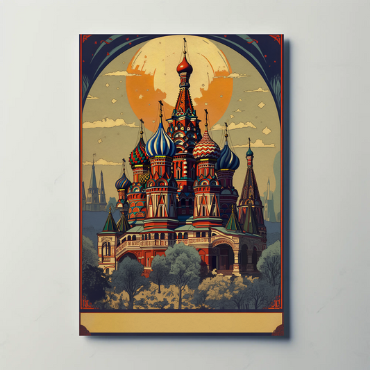 Saint Basil's Cathedral Moscow Sunset Dome Travel Poster